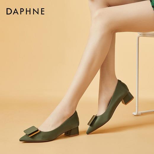 DD-粗跟高跟鞋女春秋新款时尚浅口单鞋女百搭方扣尖头女鞋 商品图5
