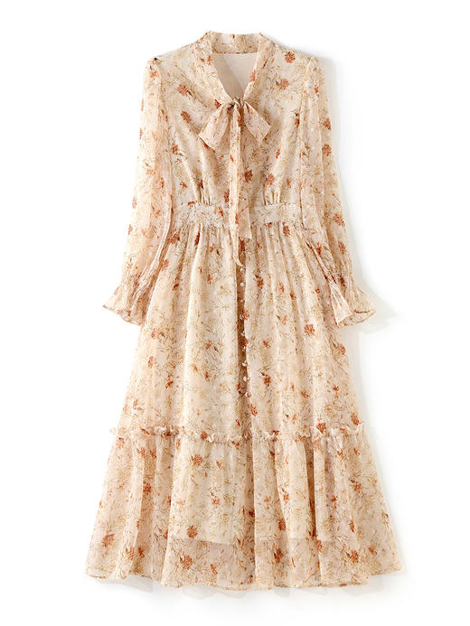 秋季新款，浪漫轻奢名媛印花立体花显瘦百搭内搭连衣裙WLZD-2318310 商品图4