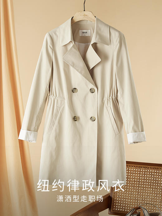 【专属特惠】熙世界今年流行风衣女中长款2025秋款英伦风收腰时尚外套ins潮 商品图2