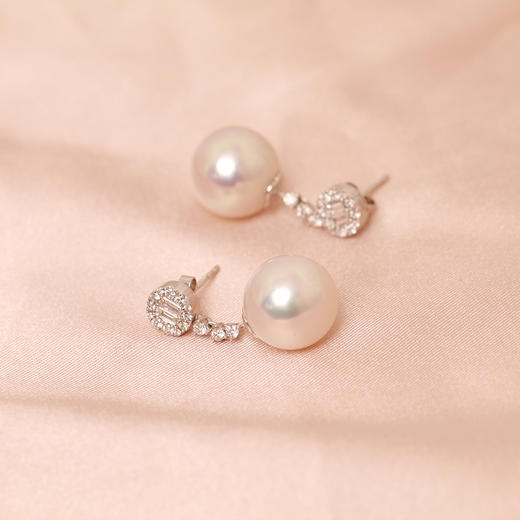 金18K海水珍珠耳钉 11.5-12mm白，0.51ct 34粒 106441 商品图2