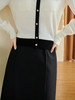 米思阳2024秋季新款时尚百搭黑色半身裙修身褶皱开叉a字裙子2771 商品缩略图4