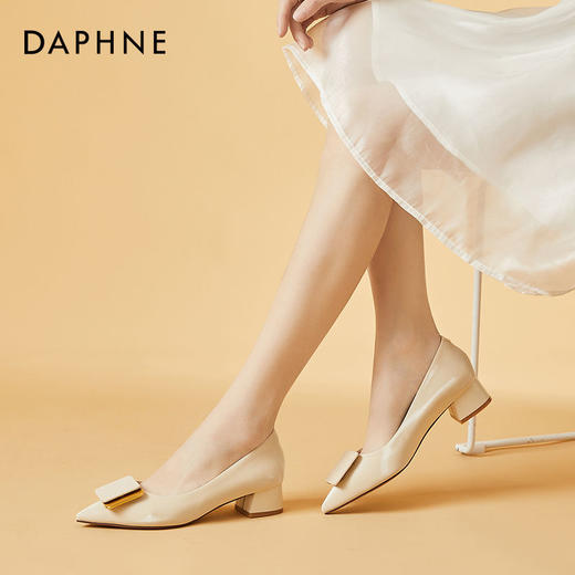 DD-粗跟高跟鞋女春秋新款时尚浅口单鞋女百搭方扣尖头女鞋 商品图7