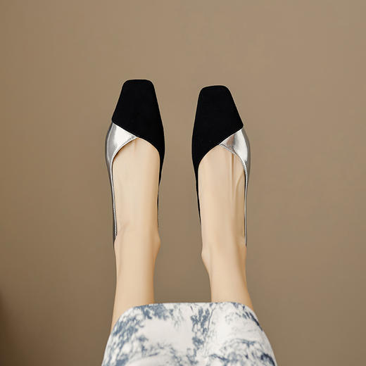 优雅百搭，撞色拼接中跟浅口单鞋OFSM-6775 商品图6