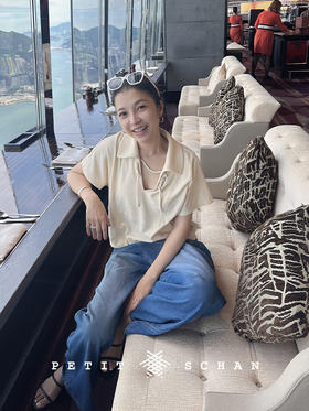 PETIT SCHAN小闪  CLO#328 braid 麻花辫 日本进口有机棉Eco Blue再生环保面料毛巾布系绳V领短袖