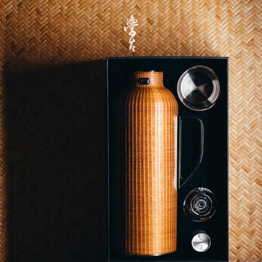 学古 一原传家壶  竹雅传家壶 非遗扣丝竹编纯钛限量收藏保温壶 商品图2