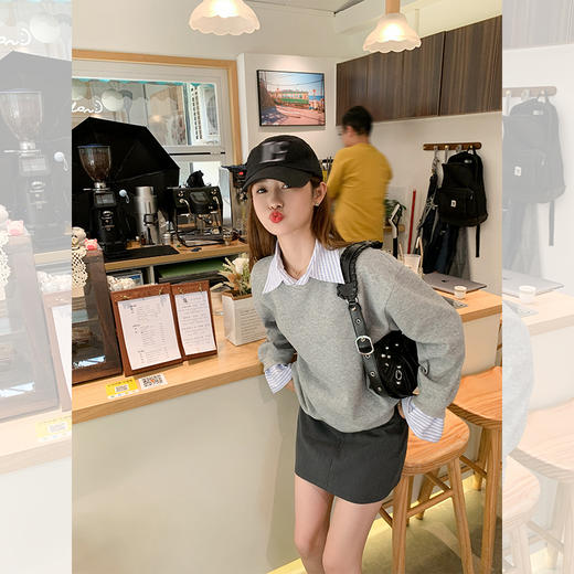 <曾小咸推荐>【简搭文学】灰色假两件卫衣 商品图2