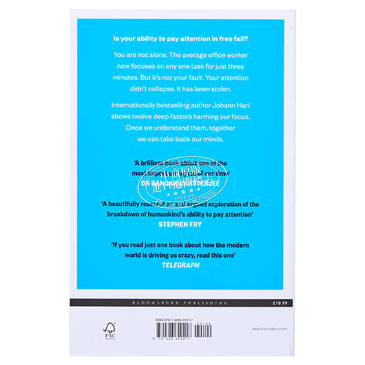 【中商原版】约翰 哈里 偷来的注意力 为什么你不能集中注意力 Stolen Focus Why You Cant Pay Attention 英文原版 Johann Hari 商品图1