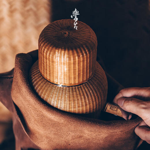 学古 一原传家壶  竹雅传家壶 非遗扣丝竹编纯钛限量收藏保温壶 商品图1