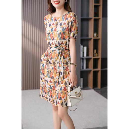 【现货7天】花色苎麻连衣裙女2023夏季新款韩版小个子碎花减龄收腰中长裙 商品图2