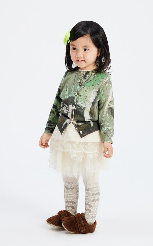 jnby   23年秋款  童趣印花短款开襟针织衫  YN8310980 商品图3