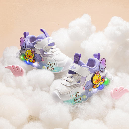 【会发光的天使鸭】B.Duck小黄鸭童鞋休闲运动鞋春秋女童灯鞋 F3485015A 商品图3