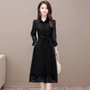 秋季新款，纯色薄款长袖拼结开衫裙中长款腰带裙时尚风衣式连衣裙QYM-JJ-C22803-Y 商品缩略图1
