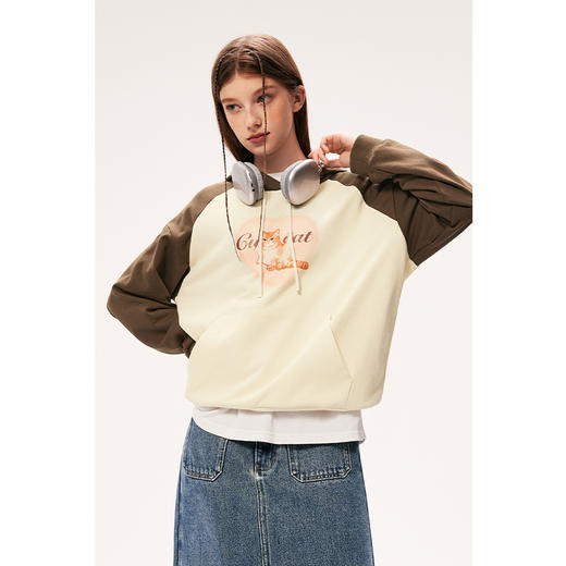 【积分换购不退货】【特惠不退货】诗凡黎秋拼接撞色灵动搞怪小猫图案卫衣7E8301921 商品图4