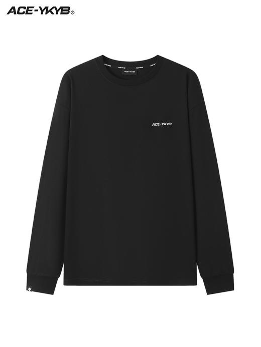 YKYB 植绒印花长T恤秋季宽松简约休闲潮牌基础款男女同款纯色上衣 商品图3