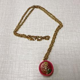 北京仓｜Gigi Paris-粉色狮子头- Vintage纽扣 项链［法国设计师］