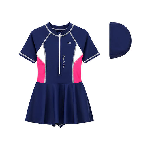 笛莎官方童装女童泳装2023夏装儿童新款甜美气质运动拼接连体泳衣 商品图4