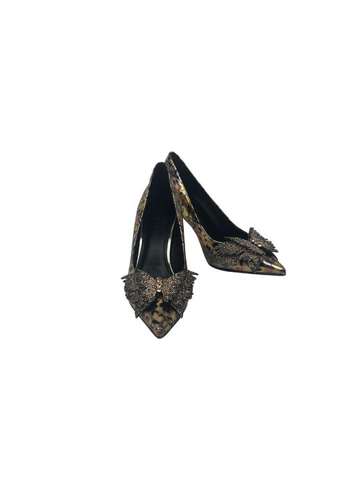 SAFICOO 蝴蝶结细跟 性感浅口 尖头水钻高跟鞋 商品图2