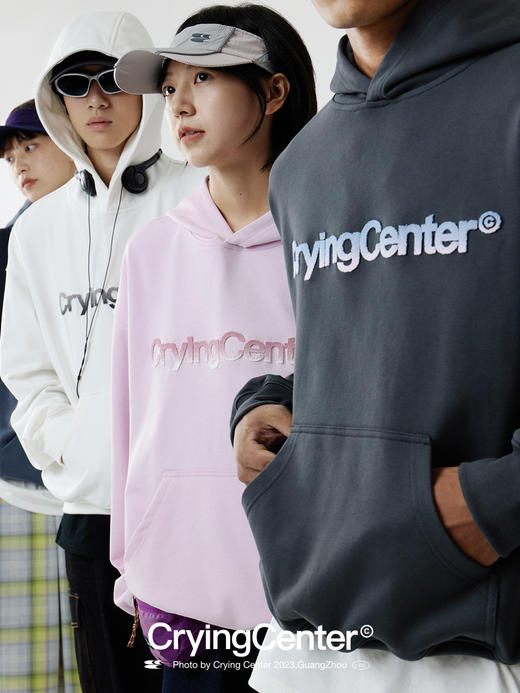 CryingCenter 渐变刺绣多色套头连帽基础长袖口袋卫衣 哭喊中心 商品图3