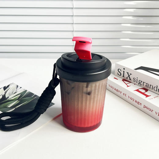 山重山MOM 渐变黑玻璃咖啡杯 420ml 便携式 加厚玻璃 密封防漏 商品图8