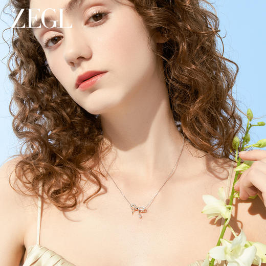 ZEGL蝴蝶结项链女生925纯银轻奢小众锁骨链七夕情人节礼物送女友 商品图5