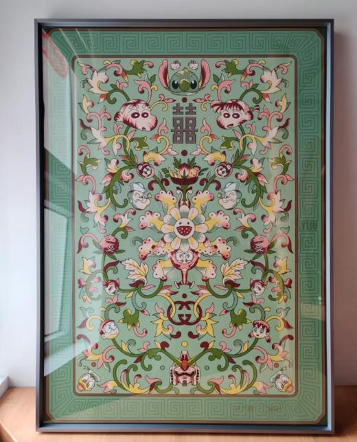 一举《双喜临门-松霜绿》版画 商品图1