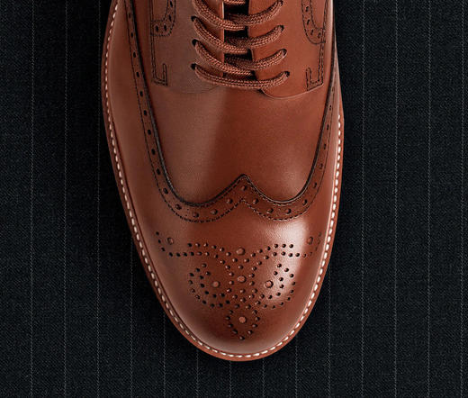 #限时特价#葡萄牙原产手工制作高品质超舒适翼型雕花布洛克男士商务休闲皮鞋黄褐色M2130（超轻款） 商品图8