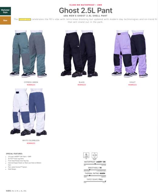 23/24 686雪服2.5L GHOST PANT 商品图1