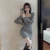【黑白交错，经典永恒！小个子连衣裙女秋季】黑白格子修身纯欲风辣妹挂脖包臀裙棋盘格裙子 商品缩略图2