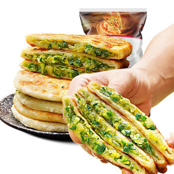 大希地 韭菜鸡蛋馅饼1040g 10片装 手抓饼葱油饼 早餐半成品 烘焙方便菜 商品图1