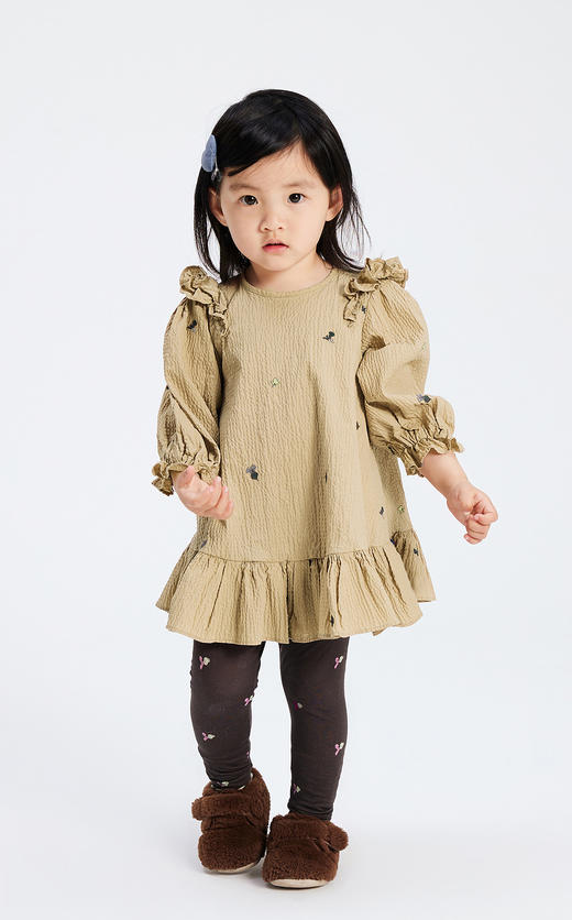 jnby  23年秋款  刺绣泡泡纱长袖连衣裙 YN8G11580 商品图3