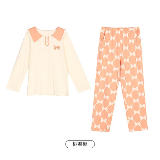 都市丽人单面无尘棉女士棉质薄款长袖长裤类家居服套装LH32L3 商品图5