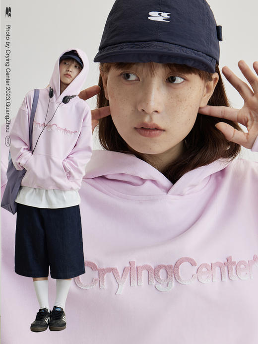 CryingCenter 渐变刺绣多色套头连帽基础长袖口袋卫衣 哭喊中心 商品图2