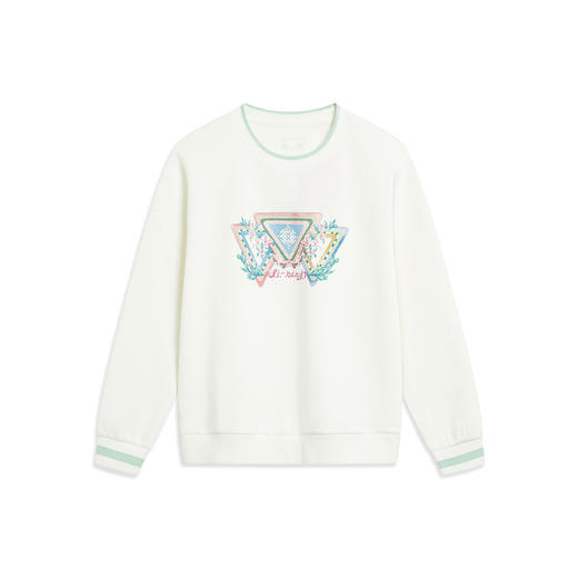 【S/L断码】李宁卫衣 秋季新款女子休闲吸汗舒适宽松无帽套头卫衣AWDT374【库存有限，如无货将做退款，介意慎拍！】 商品图0