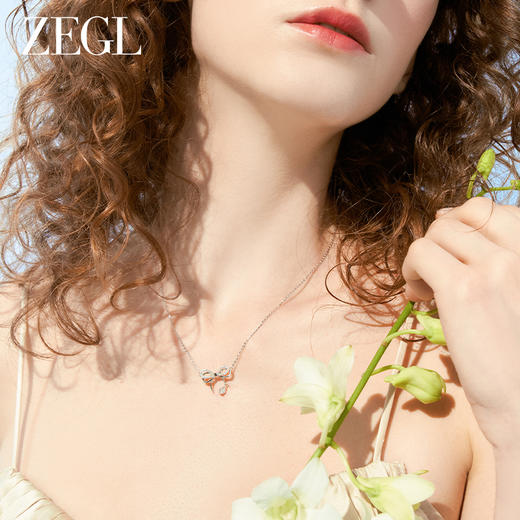ZEGL蝴蝶结项链女生925纯银轻奢小众锁骨链七夕情人节礼物送女友 商品图3