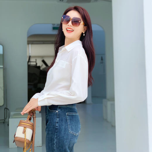 【百图lulu定制】【有氧衬衫】100%天丝 假口袋装饰  落肩版型  柔软细腻 丝滑衬衫 商品图8