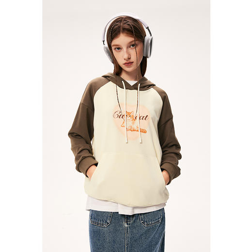 【积分换购不退货】【特惠不退货】诗凡黎秋拼接撞色灵动搞怪小猫图案卫衣7E8301921 商品图1