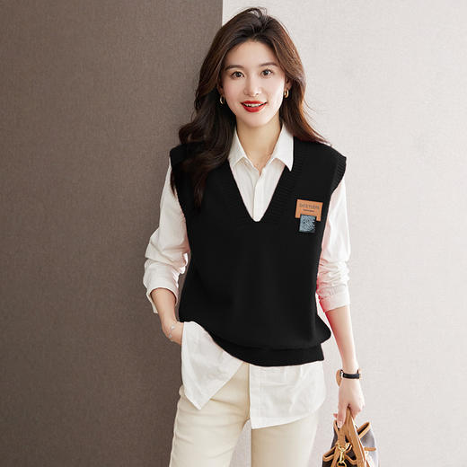 叠穿针织马甲女，新款春秋女士毛衣背心外穿v领小坎肩马夹外搭CC-MY8935 商品图2