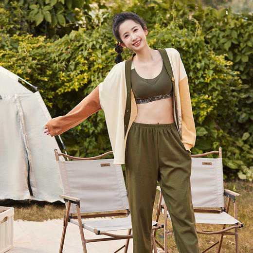 都市丽人40支CVC双面女士棉质薄款长袖长裤类家居服套装LH31L8 商品图1