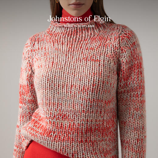 Johnstons of Elgin 女士Marl雪花款漏斗领羊绒毛衣 商品图3