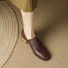 英伦风方头小皮鞋，棕色粗跟女鞋LD-6394 商品缩略图5
