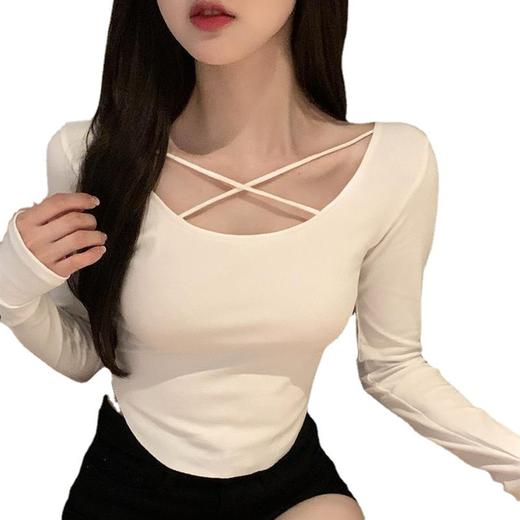 【新款设计更显瘦❗️修身辣妹纯色t恤】女时尚韩版薄款打底衫短款长袖上衣 商品图4