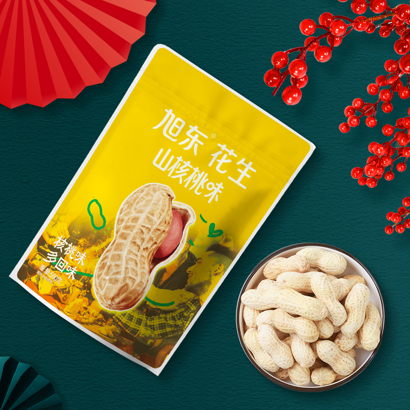 旭东500g山核桃花生百里挑一独立小包装坚果炒货休闲零食