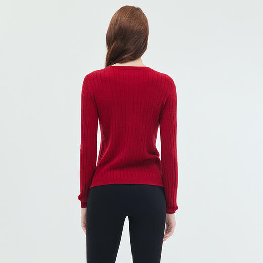 EITIE爱特爱时尚条纹简约圆领百搭打底舒适纯羊绒针织衫秋新款C2301222 商品图10