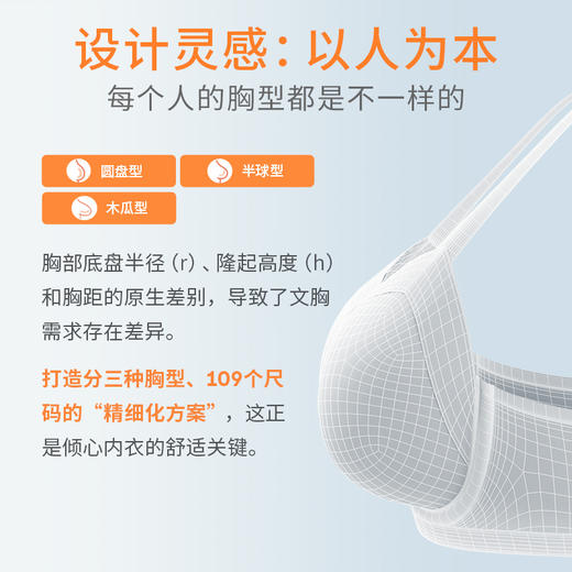 [倾心]分胸型4.0文胸3/4杯自然承托防下垂简约大胸内衣 商品图2