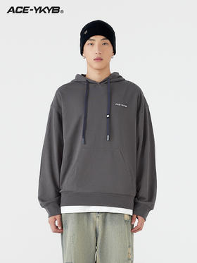 YKYB 基础植绒印花连帽卫衣男女秋季复古套头休闲运动上衣情侣款