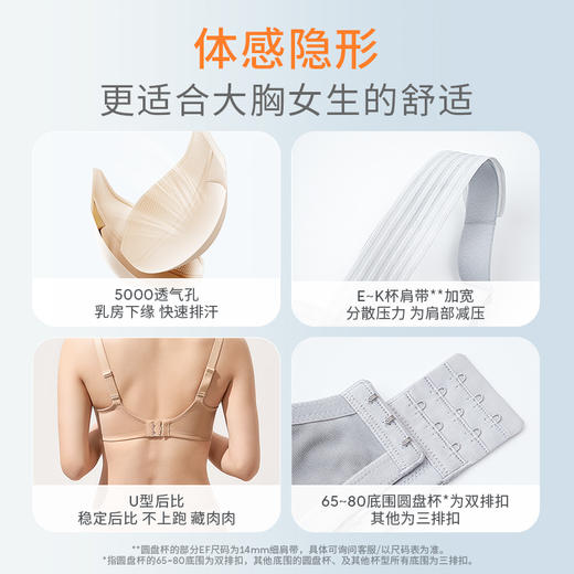 [倾心]分胸型4.0文胸3/4杯自然承托防下垂简约大胸内衣 商品图4