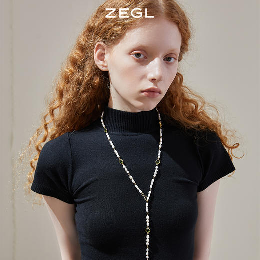 ZEGL淡水珍珠项链女2023年新款高级感轻奢小众锁骨毛衣链夏天配饰 商品图4