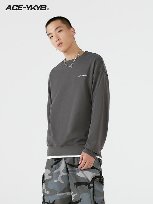 YKYB 基础植绒印花圆领卫衣女秋季纯色简约通勤百搭情侣上衣潮 商品图3