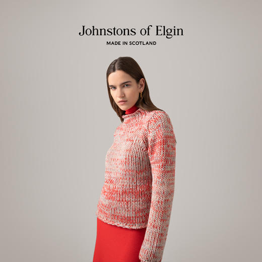 Johnstons of Elgin 女士Marl雪花款漏斗领羊绒毛衣 商品图0