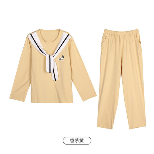 都市丽人生活家居女士睡衣26支CVC单面棉质薄款长袖长裤类家居服套装LH32M9 商品图10